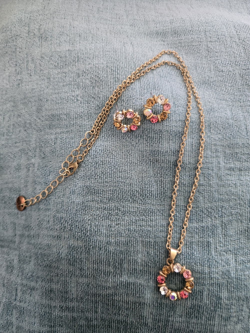 Plunder Gold-Tone Rhinestone Circle Necklace & Earrings Set